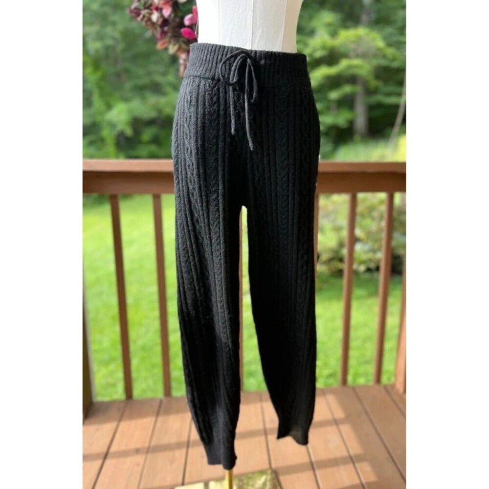 DKNY Sport Black Cozy Cable Sweater Joggers Small
